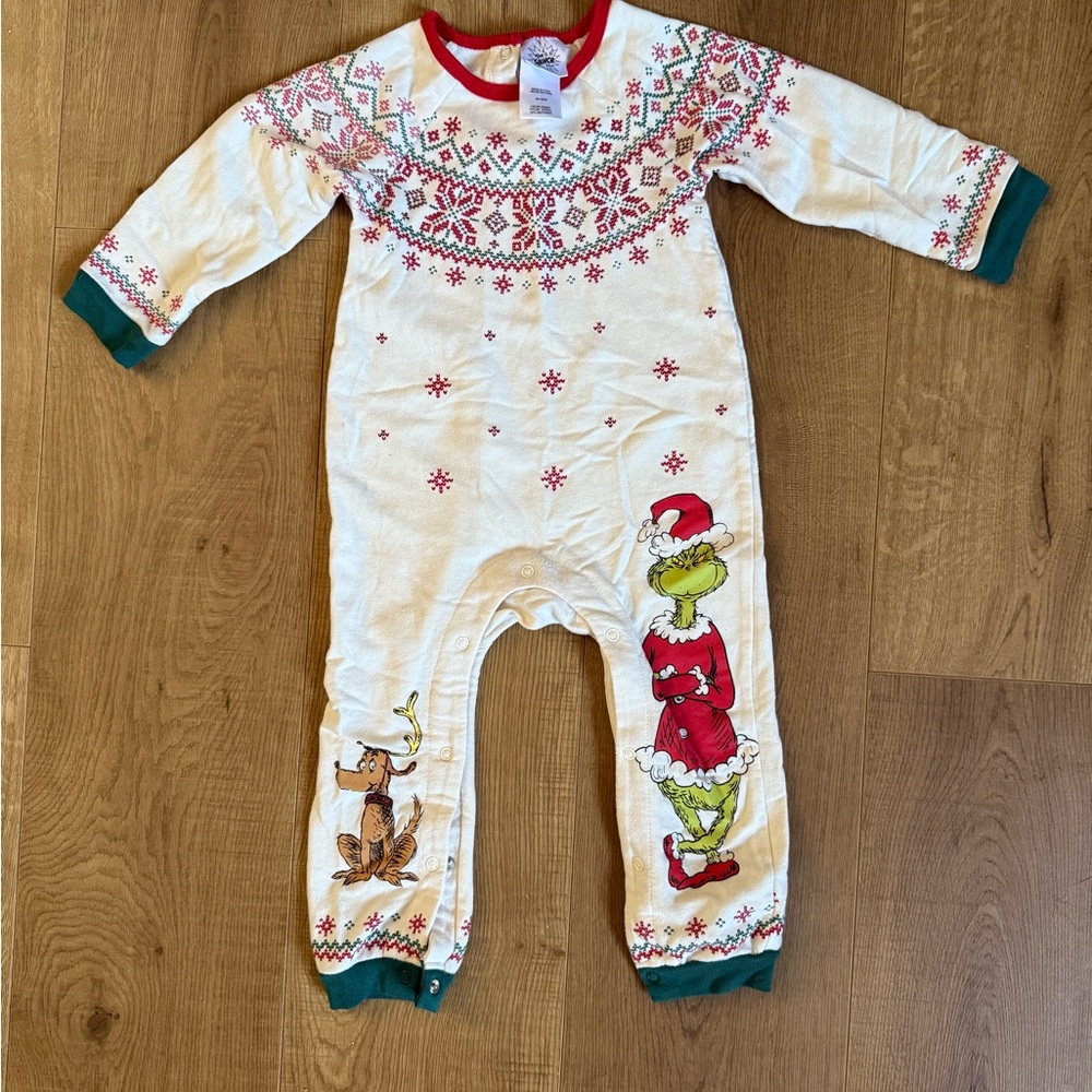 Holiday Kids One Piece Pajama with Grinch and Reindeer